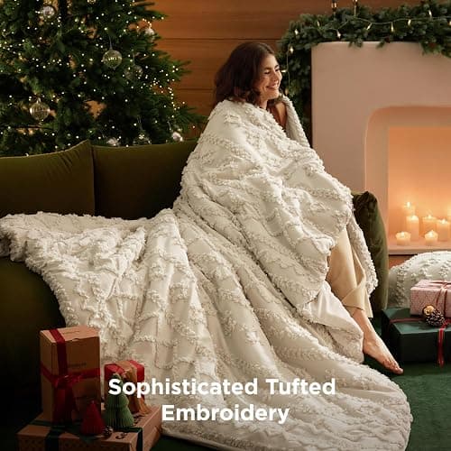 Bedsure Tufted Boho Comforter Set Full Size - Beige Boho Bed Set, GentleSoft™ 3 Pieces Farmhouse Shabby Chic Embroidery Bedding, Gifts for Woman, Soft Jacquard Full Comforter for All Seasons thumbnail 2
