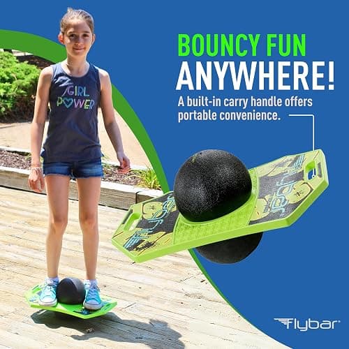 Flybar Pogo Trick Ball for Kids – Balance Bounce Board with Anti-Slip Deck – Pump Included - Indoor & Outdoor Toys for Boys and Girls Fun Way to Reduce Screen Time Supports up to 160 lbs – Ages 6+ thumbnail 5