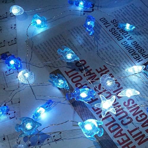 Decorman Sealife String Lights 14ft 40 LED 8 Modes Cool White Weatherproof Battery Operated Ocean Theme Lights for Bedrooms Parties Weddings Gardens with Remote and Timer thumbnail 7