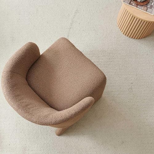 NORDICANA Barrel Dining Room Chair with Arms, Faux Fur Accent Chair for Kitchen, Living Room, Upholstered Single Chair, Rounded Back, Brown thumbnail 6