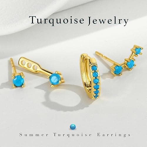 Gold Stud Earrings Set for Women, 3 Pairs Huggie Hoop Jacket Studs Earring Stacks, Hypoallergenic 925 Sterling Silver Post Dainty Birthstone Trendy Women Fashion Accessories Jewelry Gifts thumbnail 2