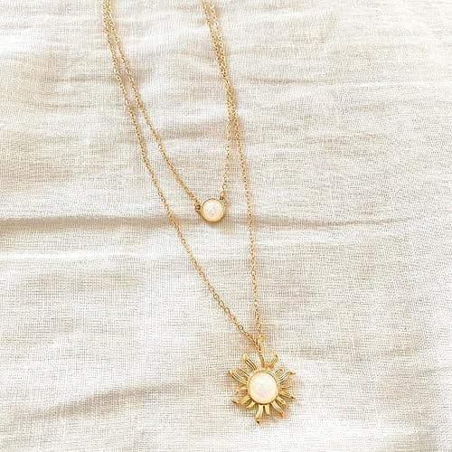 MJartoria Layered Choker Necklace Multi Chains Sun and Moon Charm Pendant Necklaces Jewelry Gifts for Women thumbnail 8