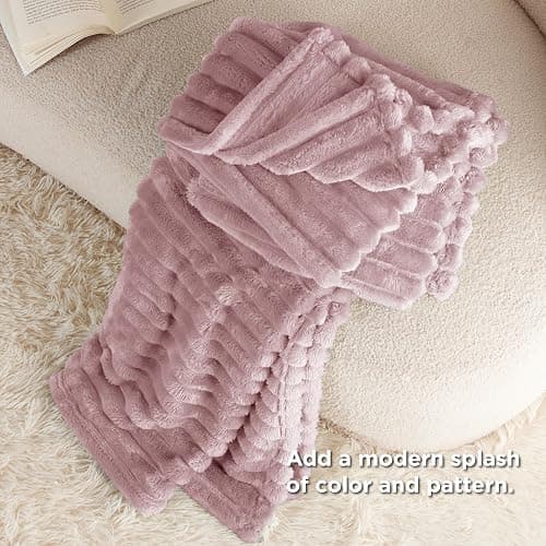 Bedsure GentleSoft Pink Fleece Blanket for Couch - Cozy Soft Blankets for Women, Cute Small Throws for Girls, Pink Decor Gifts for Home Room Office, 50x60 Inches thumbnail 6