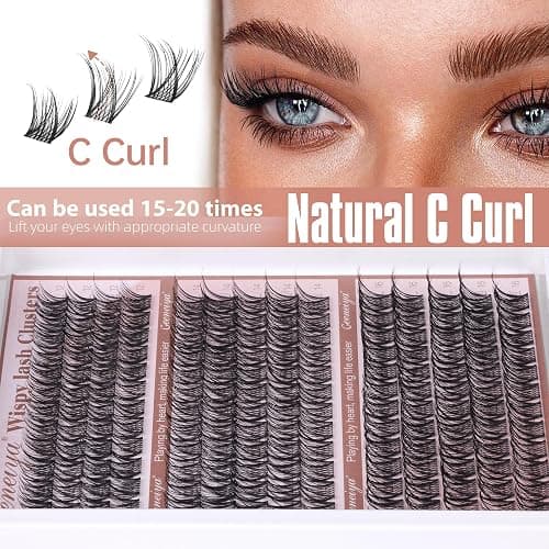 Medium Lash Clusters Short Wispy C Curl Eyelash Clusters 12-16MM Individual Eyelashes Natural Cluster Eyelash Extensions Natural Looking Cluster Lashes by Geeneiya (C Curl,12-14-16) thumbnail 2