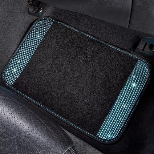 CAR PASS Bling Rhinestones Diamond Waterproof Car Floor Mat, Crystal Sparkly Shining Glitter Carpet, Anti-Slip PVC Heel Pad Universal for Interior Auto SUV,Sedan,Van,4pcs Girly Women Mint Teal Diamond thumbnail 8