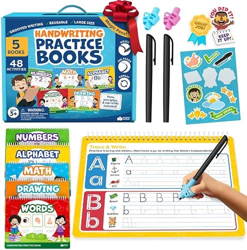 Magic Grooved Writing Practice for Kids - Grooved Handwriting Practice for Kids 5-7 8-10 Magic Copybooks - Tracing Books for Ages 3-5 - Preschool Learning Activities, 3 Year Old Boy Gift - Image 1