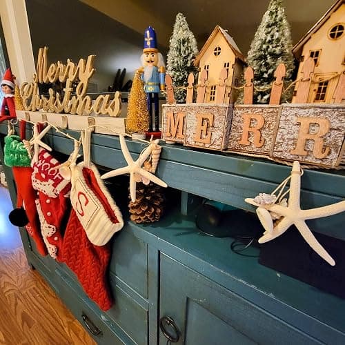 Beach Garland Seashell & 12 Pc Real Starfish Garland 10ft+ (120"), Coastal Christmas Decor, Nautical Decor, Beach Theme Party Decorations,Starfish Christmas Decorations (Starfish w/Shells Garland) thumbnail 8