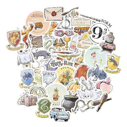 Conquest Harry Potter Watercolor Vinyl Stickers | Set of Unique Sticker Decals, 5 Holograms, Waterproof, UV & Scratch Resistant, Great for Gadgets, Officially Licensed 60-Pack thumbnail 8