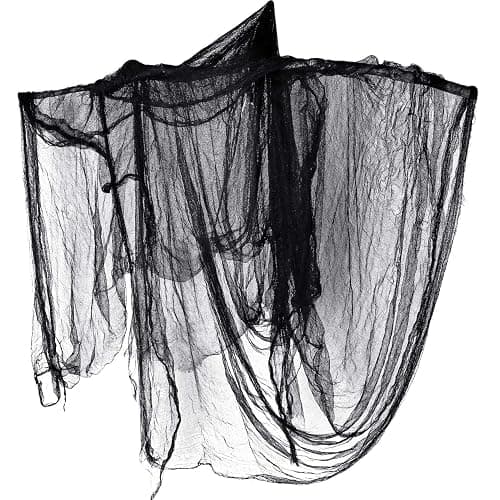 Whaline Halloween Black Creepy Cloth 276 x 87 inch Spooky Halloween Decoration Black Spooky Fabric Cloth Windows Doorways Scary Gauze for Haunted Houses Yard Wall Indoor Outdoor Party Decor Supplies thumbnail 6