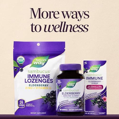 Nature's Way Sambucus Elderberry Gummies for Immune Support* Ages 4+, 60 ct | Immune Gummy with Black Elderberry Extract, Vitamin C, D3, Zinc, and Superfood Antioxidants*, Adults & Kids Ages 4+ thumbnail 8