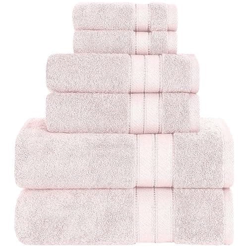 Modern Threads - Spun Loft 6-Piece 100% Combed Cotton Towel Set - Bath Towels, Hand Towels, & Washcloths - Super Absorbent & Quick Dry - 600 GSM - Soft & Plush, Blush thumbnail 2