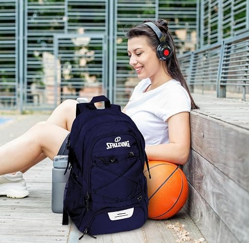 Spalding Basketball Backpack Sports Bag | Large Black Backpack with Shoe and Ball Compartment | Gifts for Basketball Players thumbnail 6