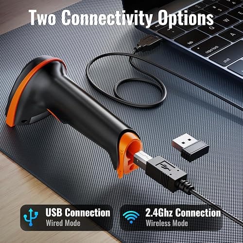 Tera Barcode Scanner Wireless 1D Laser Cordless Barcode Reader with Battery Level Indicator, Versatile 2 in 1 2.4Ghz Wireless and USB 2.0 Wired thumbnail 8