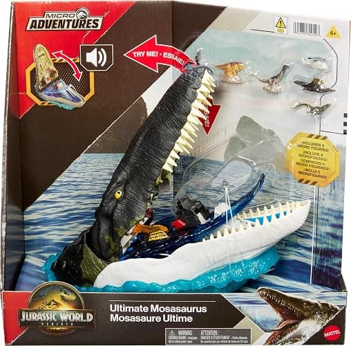Mattel Jurassic World Rebirth Deluxe Mosasaurus Playset with 7 Interactive Features, 7 Sound Effects & 6 Micro Figures, Folds Up to Carry & Store thumbnail 6