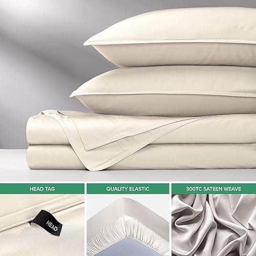 Pure Bamboo Twin XL Sheets, Genuine 100% Organic Viscose Derived from Bamboo Bed Sheet Set, Luxuriously Soft & Cooling, Double Stitching, 2 Year Quality Promise (Twin XL, Ivory) thumbnail 7