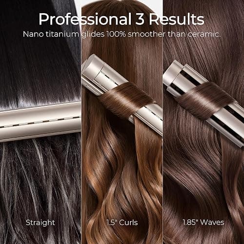 TYMO AIRQ Dual-Size Airflow Flat Iron Curling Iron 1 1/2 Inch to 2 Inch | Hair Straightener and Hair Curler 2 in 1, Beach Waves, Nano Titanium, 300 Million Ionic, Gold thumbnail 5