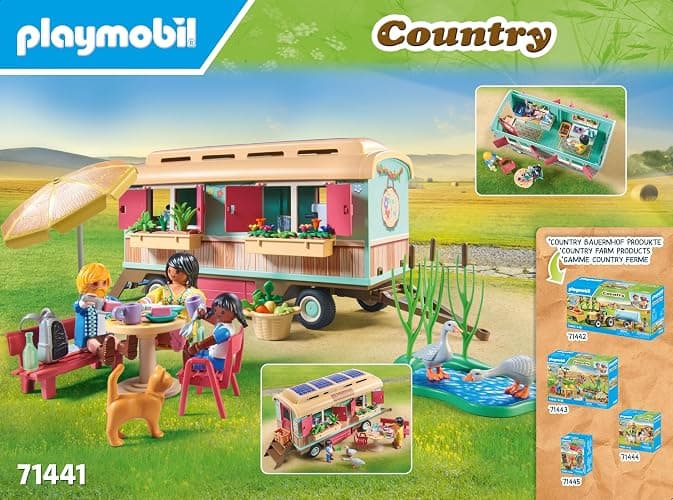 Playmobil 71441 Roulotte café Boutique - Country - avec 4 Animaux et 3 Personnages - Jouet fabriqué avec Plus de 80% de matériaux recyclés ou biosourcés en Moyenne. Dès 4 Ans thumbnail 8
