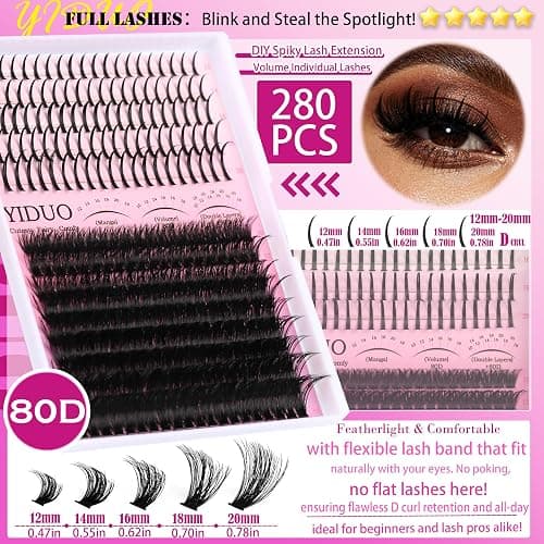 YIDUO Lashes Clusters Kit with Spikes Bottom Extensions False Eyelashes 816Pcs Bulk Packs with 2X Bond&Seal Volume D Curl Wispy Individual Fake Eyelash Wholesale Large Pack for Beginners Gift Choice thumbnail 5