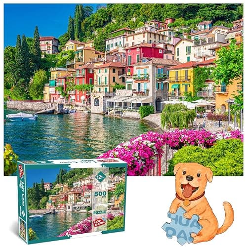 500 Piece Jigsaw Puzzle for Adults -Lake Como Scenery, Italy Jigsaw Puzzles 500 Pieces Puzzles for Adults-Finished Size 19.3" x 13.7" thumbnail 5