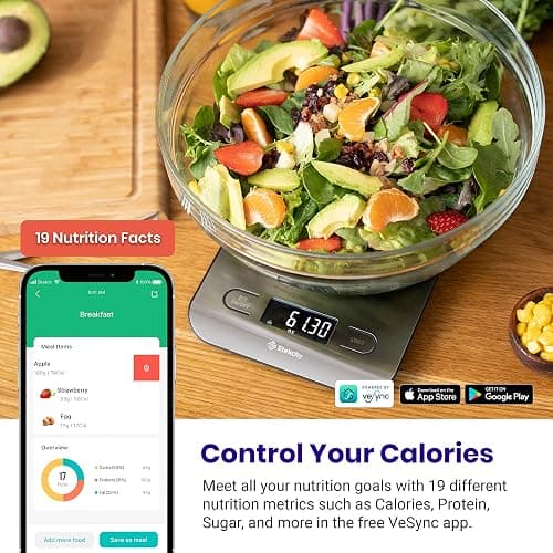 Etekcity Food Nutrition Kitchen Scale, Digital Grams and Ounces for Weight Loss, Baking, Cooking, Keto and Meal Prep, Large, 304 Stainless Steel thumbnail 3