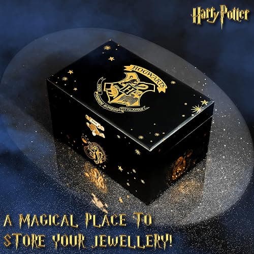 Harry Potter Gifts Musical Jewelry Box for Girls with Spinning Hogwarts Crest, Mirror & Wind-Up Key Music, Jewelry Organizer thumbnail 2