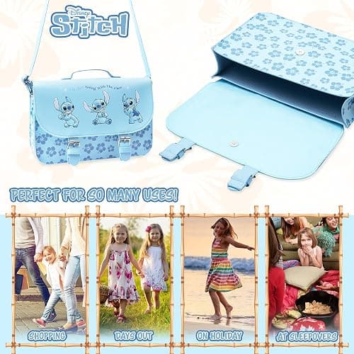 Disney Stitch Handbag Girls & Teenagers Shoulder Bag with Long Strap | Sling Shoulder Bag with Adjustable Straps, Cute Purse with Zip Compartments for Shopping, Vacation, Travel Gifts thumbnail 5