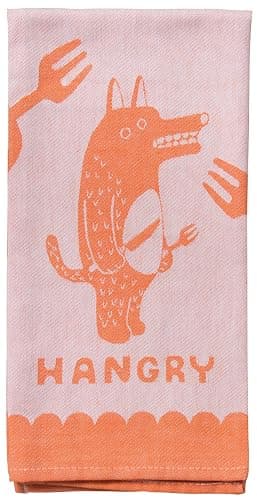 Blue Q Hangry Woven Jacquard Dish Towel - Funny Kitchen Towels, 100% Cotton, Durable, Soft & Super Absorbent, Machine Washable & Fade-Resistant, Functional Gift Ideas, Vibrant Colors, Size: 28" x 21" - Image 1
