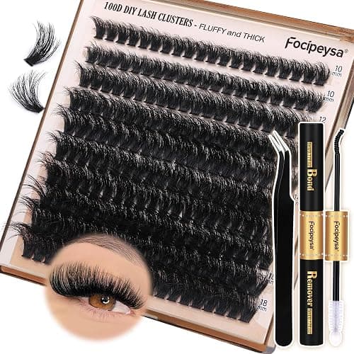 Fluffy Eyelash Extension Kit Volume Lash Clusters Kit 10-18mm Individual Lashes Clusters 100D DIY Lash Extension Kit 200pcs Clusters Lash with Bond and Remover Lash Applicator by Focipeysa - Image 1