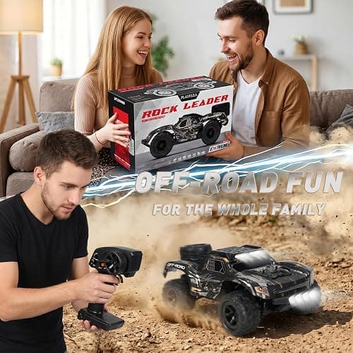 PLAYFLEA RC Car for Adults,RC Truck,4WD Off Road Monster Truck RC, 1:18 RC car,2 Batteries, LED Lights, All Terrain Waterproof RC Truck for Beginners&Boys. thumbnail 3