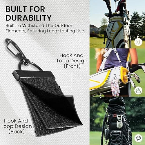 FINGER TEN Golf Glove Grabber Holder with 360° Metal Carabiner Clip 2 Pack, Universal Both Sides Grabber Keeper Strap Quick Storage Gloves, Lightweight Portable Easy Clip-On for Bags thumbnail 3