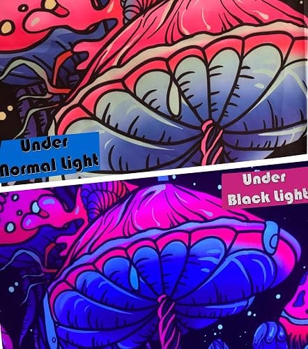 TUGCAY Blacklight Mushroom Tapestry, Glow In The Dark Black Light Plant Tapestry Fantasy UV Reactive Mushroom Butterfly Moon Tapestries Posters Wall Hanging for Bedroom Dorm Decor(30"x40") thumbnail 4