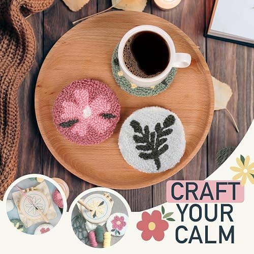 Emri Lane Punch Needle Kit – 6 Floral Design Punch Needle Embroidery Kit w/Monk Cloth, Embroidery Hoop, Yarn & More - Essential Punch Needle Supplies for Crafters - Ideal Punch Art for Beginners thumbnail 5