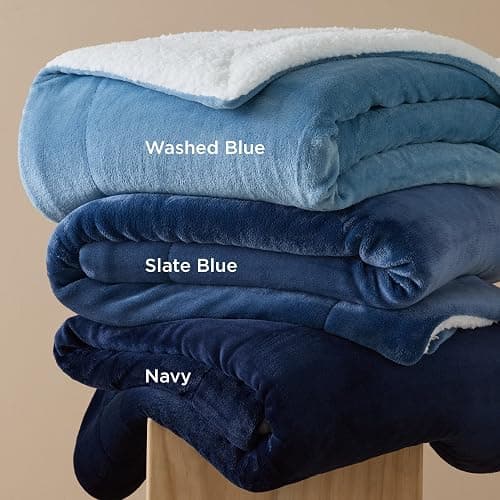 Bedsure GentleSoft Sherpa Fleece Throw Blanket for Couch - Thick and Warm Throw for Women and Men, Soft Fuzzy Plush Blanket for Winter, Navy, 50x60 Inches | Soft, Warm, Plush, Thick, Fuzzy, for Winter, for Couch thumbnail 6
