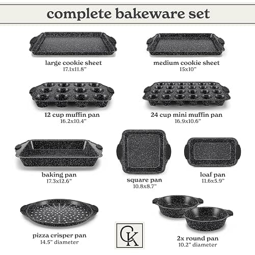 Country Kitchen Nonstick Stackable Bakeware Set - Durable, Easy Release Baking Set, Black, 10 Pcs - Black - 10 Pcs thumbnail 3
