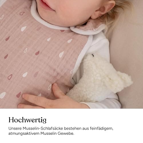 Ehrenkind® Baby Sommerschlafsack Rund Musselin | aus weicher OEKO-TEX zertifizierter Bio-Baumwolle | Sommer Baby Schlafsack Baby 1 TOG Gr. 50/56 Grau-Weiße Punkte - 50-56 - Grau-Weiße Punkte thumbnail 6