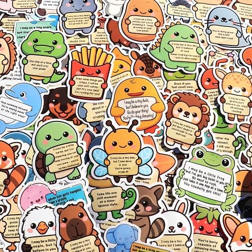 100PCS Emotional Support Animal Stickers by Puraesla– Affirmation Sticker Pack for Adults or Kids Cute Inspirational Buddies for Water Bottles, Laptops, Phones, Positive Quote Vinyl thumbnail 3