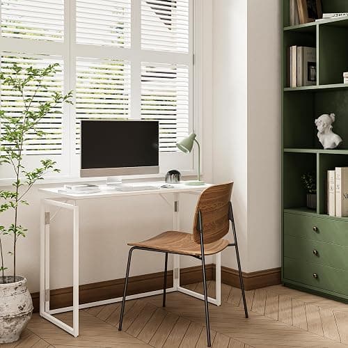 alawooder Folding Desk - 39.4” Wood Top Foldable Desk for Small Spaces | No Assembly Required Compact Desk for Home Office, Writing, and Study thumbnail 6