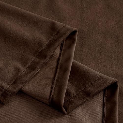 YoungsTex Dark Brown Velvet Curtains 84 Inch Length 2 Panels Set for Living Room, Chocolate Blackout Drapes Thermal Insulated with Grommet Privacy for Dining Bedroom, 2 Panels, 52 X 84 Inch thumbnail 9