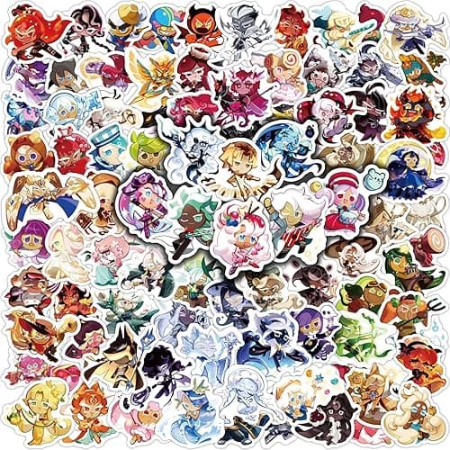 Omelo 103 PCS Video Game Stickers, Cute Cookie Run Kingdom Shadow Milk Aesthetic Bulk Sticker Pack for Water Bottles Laptop Waterproof Vinyl Birthyday Party Favors Decals Merch for Kids Teens Adults