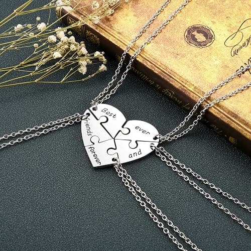PESOENTH BFF Best Friend Necklace For 2 3 4 5,Friendship Jewelry For Women Gift,Matching Heart Best Friends Forever Pendant Necklaces Set Birthday for Friendship BBF - 5pcs Best friends forever and ever Neclace thumbnail 2