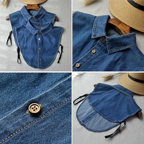 AruiLeo Denim Fake Collar Shirt Detachable,Versatile Accessories Dickey Collars Blouse Top for Women Girls Decorative Favors thumbnail 5