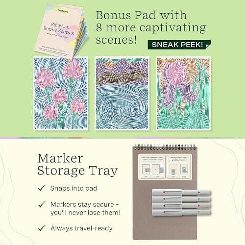 Lifelines FlowArt Activity Pad, 2-Pack & Bonus Pad - Guided Dot-by-Letter Art Meditations with Markers - Color by Number/Letter Coloring Books for Tweens, Adults & Seniors thumbnail 5