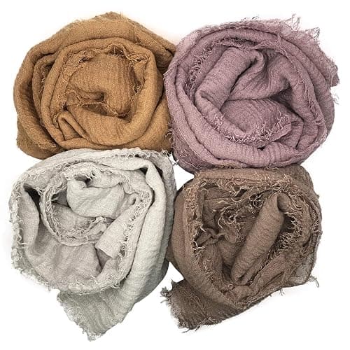 MANSHU 4PCS Women's Soft Cotton Hemp Shawl & Wrap, Long Scarf & Head Scarf - Image 1