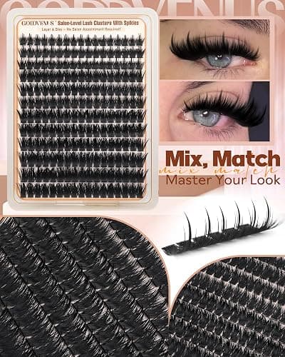 Manga Lash Clusters Kit with Spikes Wispy Fluffy Cluster Eyelash Extensions Kit Anime Eyelashes Clusters Reusable Faux Mink Fairy Individual Lash Extension Kit (D Curve 12-18mm 204 pieces) thumbnail 6