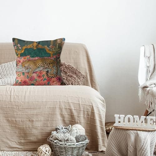 WDSFHYJK Maximalist Funky Tiger Leopard Cheetah Pillow Covers 18x18, Eclectic Home Decor, Tropical Trendy Preppy Colorful Tiger Decorative Throw Pillow Covers Pillowcases for Living Room Bedroom thumbnail 2