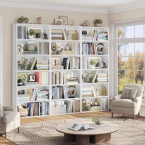 FOTOSOK 6-Tier Open Bookcase and Bookshelf, Freestanding Display Storage Shelves Tall Bookcase for Bedroom, Living Room and Office, White thumbnail 6