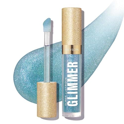 REVLON Super Lustrous Glimmer Gloss, Hydrating Lip Makeup, Non-Sticky, High-Shine Finish, Plant-Based Glitter, 010 Indigo Ice, 0.13 fl oz - Image 1