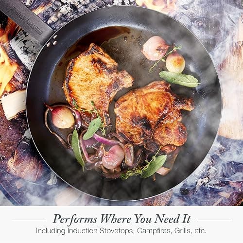 Merten & Storck Pre-Seasoned Carbon Steel 8” Frying Pan Skillet, Use on Induction, Stove and Grill, Durable, Even-Heating, for Searing, Grilling, Oven Use, and Campfire, Indoor/Outdoor thumbnail 7