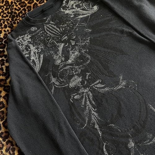 Y2k Fairy Grunge Graphic Long Sleeve Tees Tops Women E-Girls Aesthetic Gothic Skull Print Baggy T Shirts Emo Clothes thumbnail 5