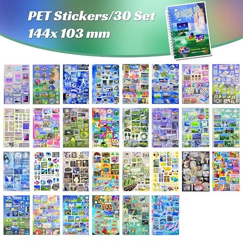 TikTok Viral Dreamcore Sticker Book– Japanese Retro Sticker Book with 30 Unique Pages, 9 Shiny, 12 Matte & 9 Smooth Sheets, Scrapbook Book for Journaling, DIY, Laptop & Phone Decoration（Dreamcore 3） thumbnail 5